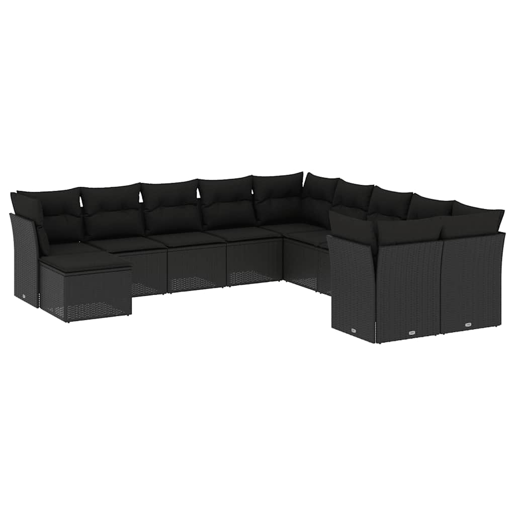 sofasæt til haven 11 dele med hynder polyrattan sort