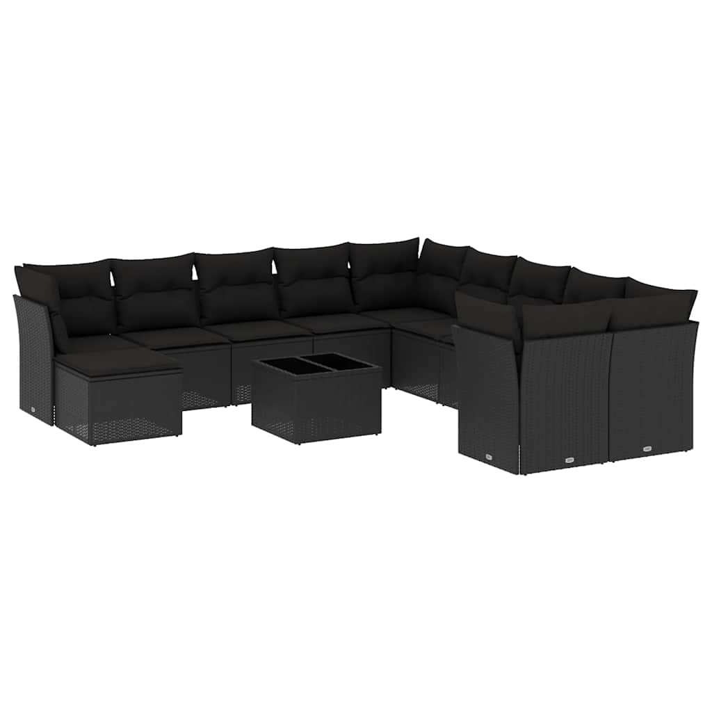 sofasæt til haven 12 dele med hynder polyrattan sort