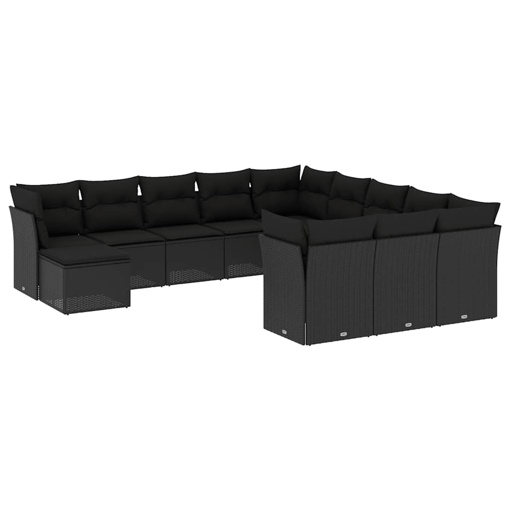 sofasæt til haven 12 dele med hynder polyrattan sort