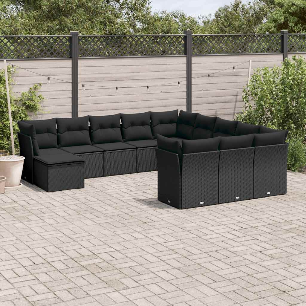 sofasæt til haven 12 dele med hynder polyrattan sort