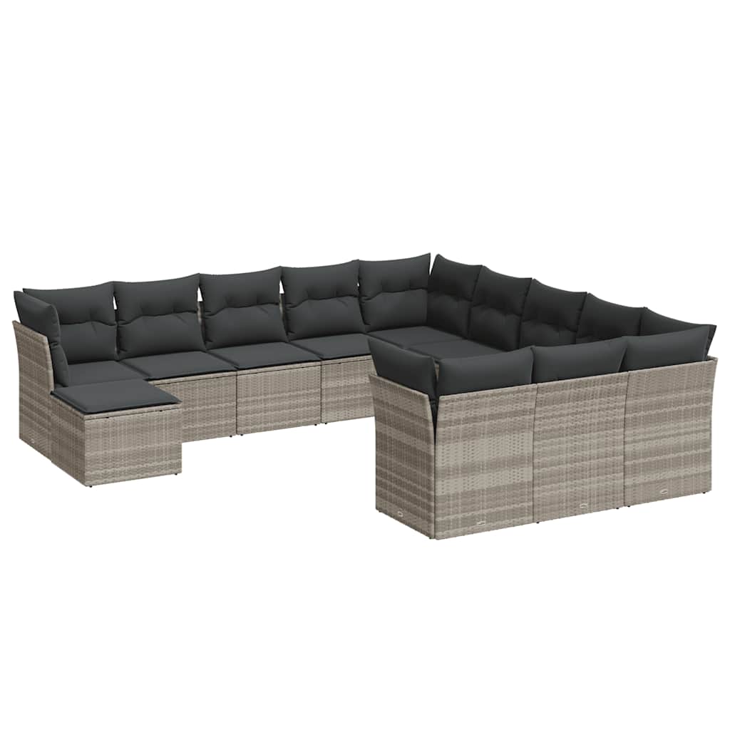 sofasæt til haven 12 dele med hynder polyrattan lysegrå