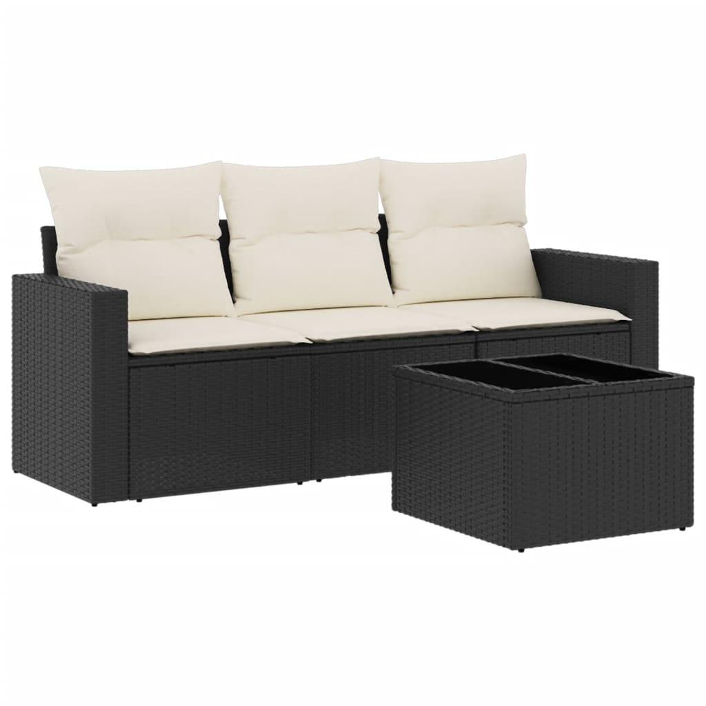 sofasæt til haven 4 dele med hynder polyrattan sort