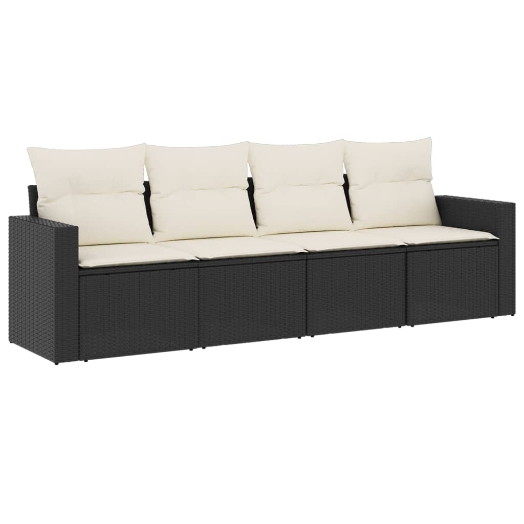 sofasæt til haven 4 dele med hynder polyrattan sort