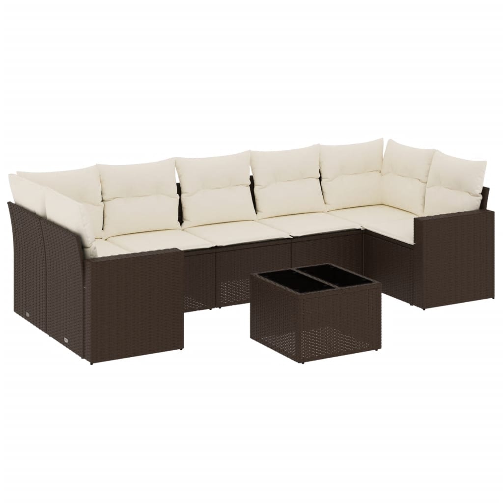 sofasæt til haven 8 dele med hynder polyrattan brun