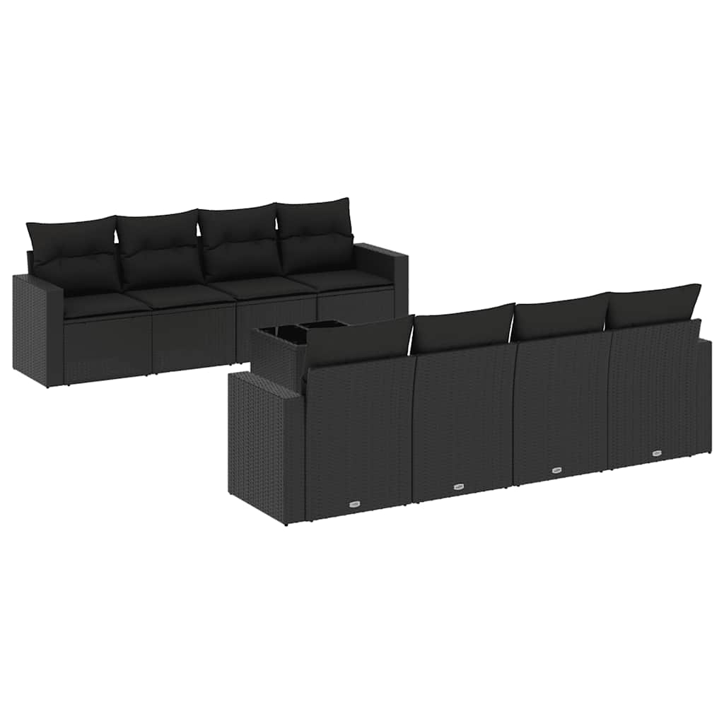 sofasæt til haven 9 dele med hynder polyrattan sort