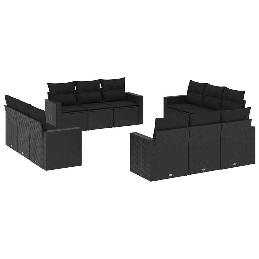 sofasæt til haven 12 dele med hynder polyrattan sort
