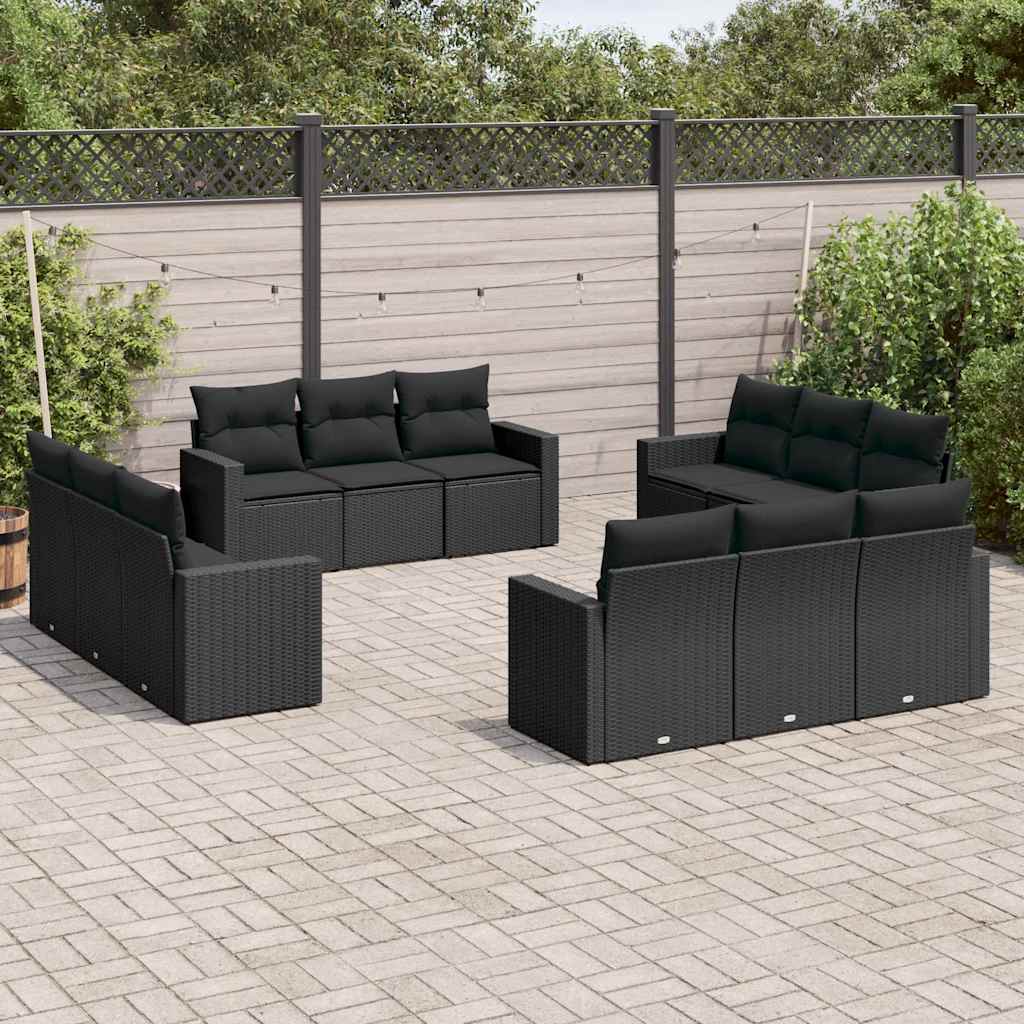 sofasæt til haven 12 dele med hynder polyrattan sort