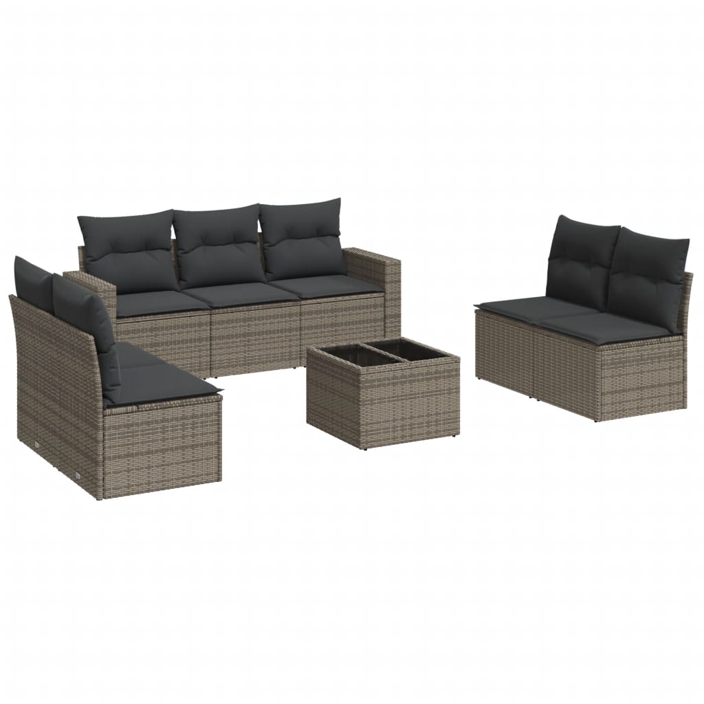 sofasæt til haven 8 dele med hynder polyrattan grå