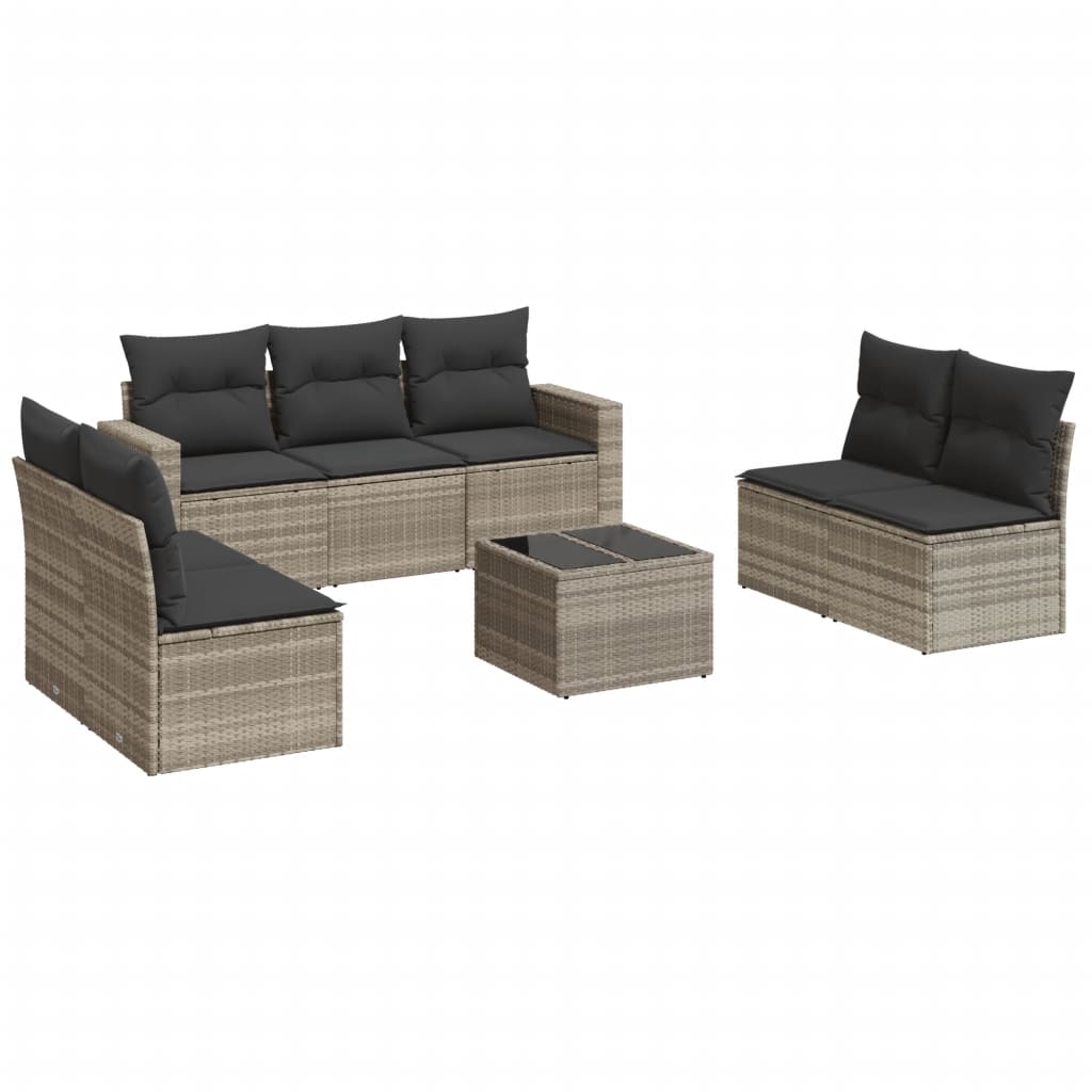 sofasæt til haven 8 dele med hynder polyrattan lysegrå