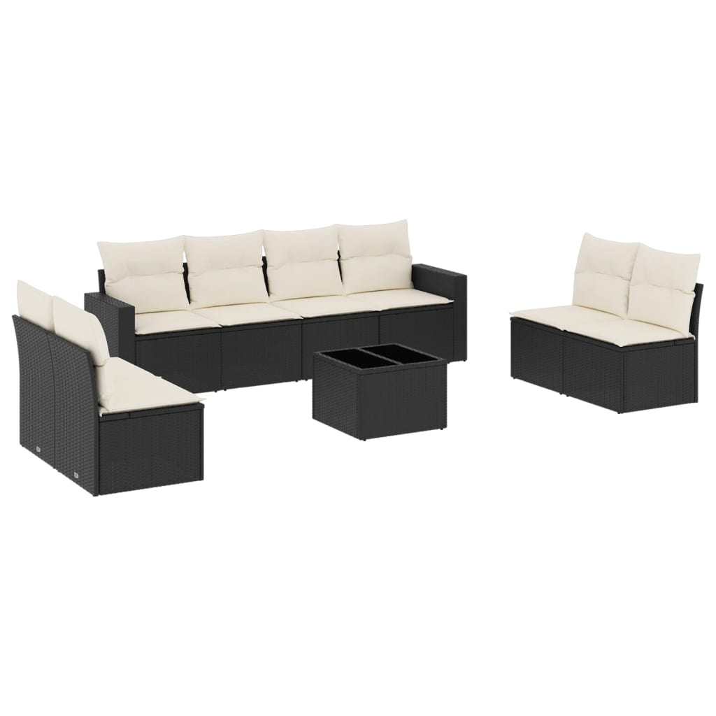 sofasæt til haven 9 dele med hynder polyrattan sort