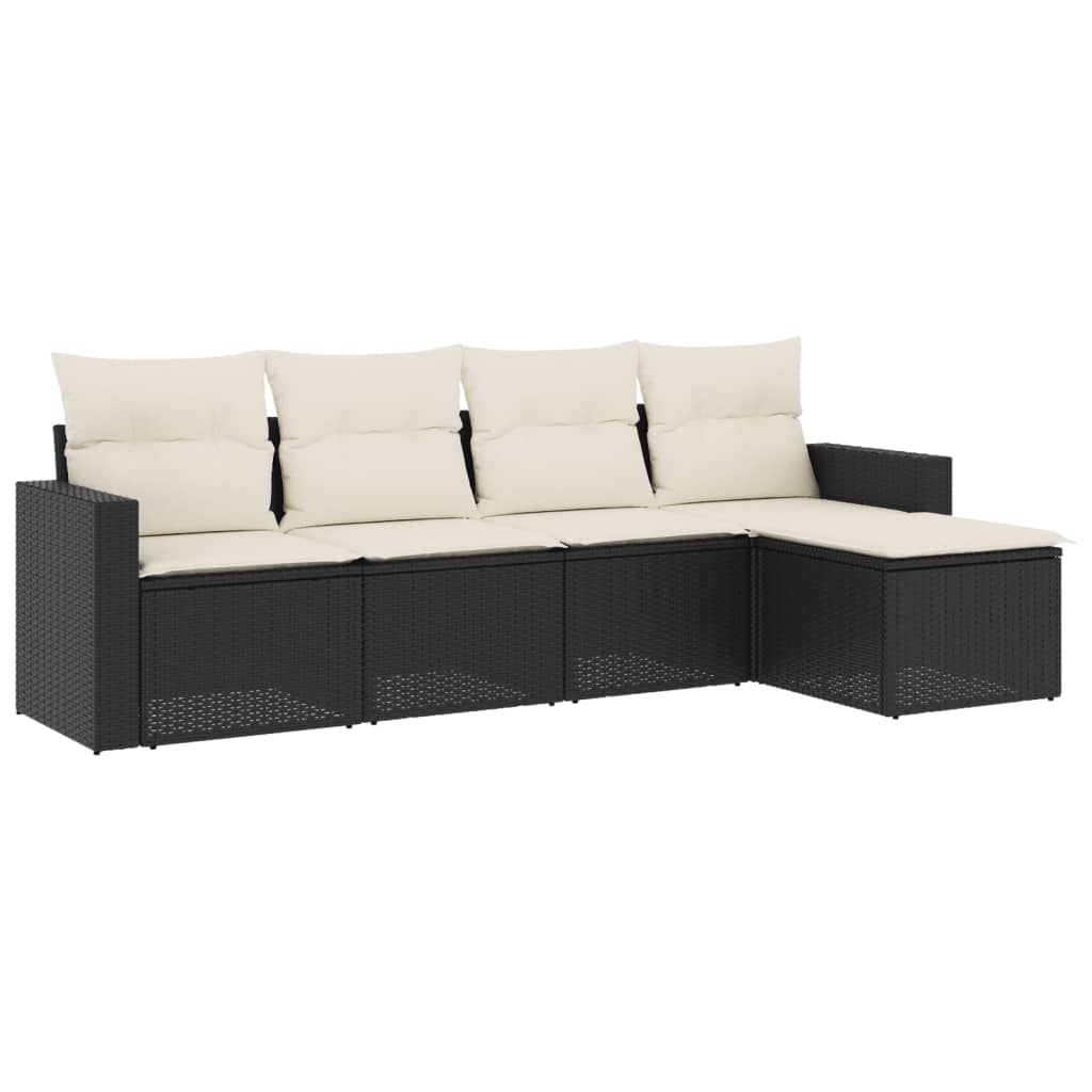 sofasæt til haven 5 dele med hynder polyrattan sort