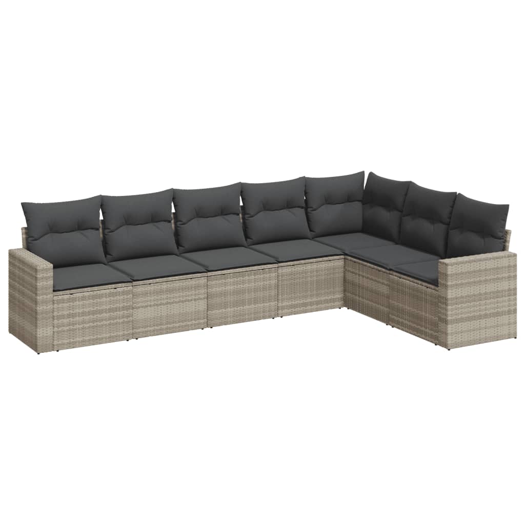 sofasæt til haven 7 dele med hynder polyrattan lysegrå