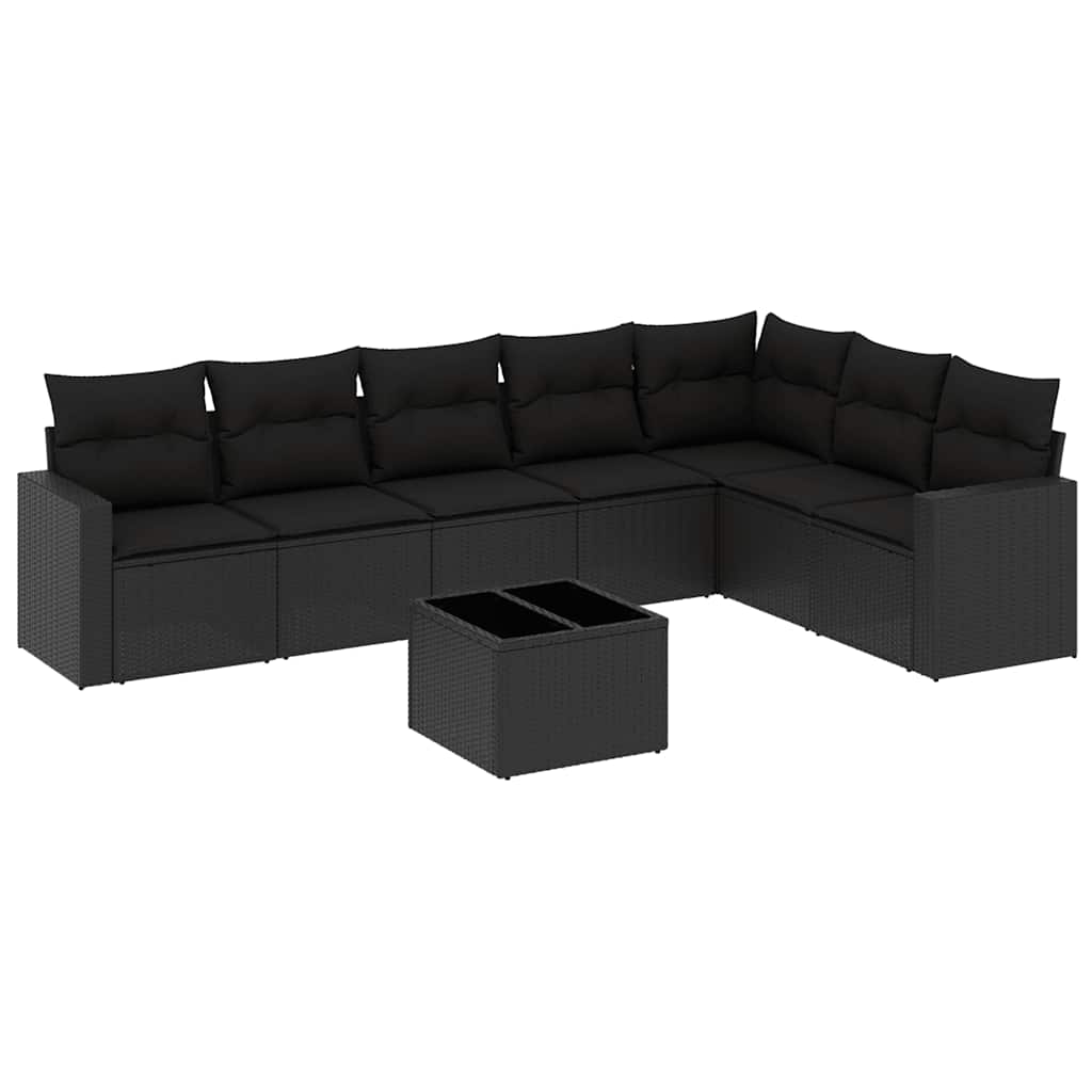 sofasæt til haven 8 dele med hynder polyrattan sort