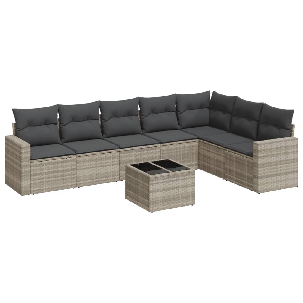 sofasæt til haven 8 dele med hynder polyrattan lysegrå