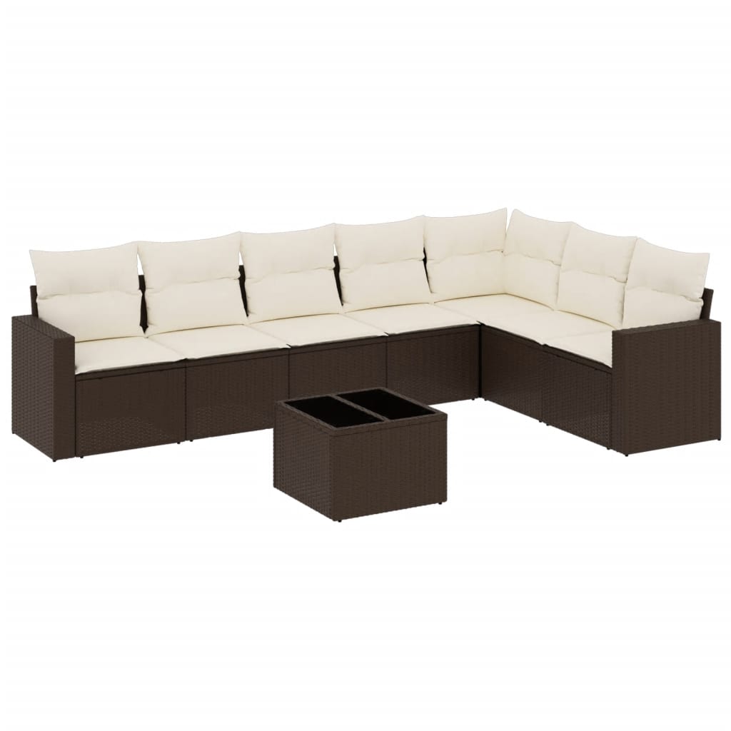 sofasæt til haven 8 dele med hynder polyrattan brun