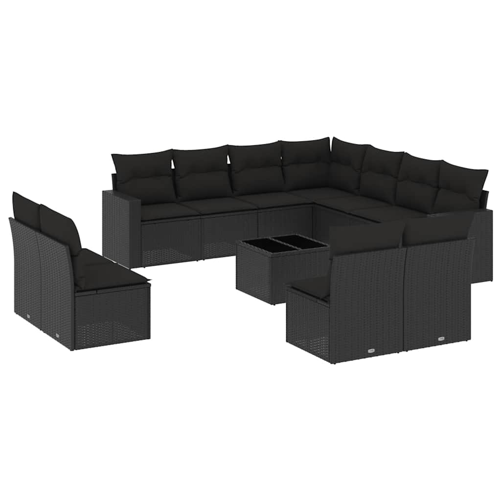 sofasæt til haven 12 dele med hynder polyrattan sort