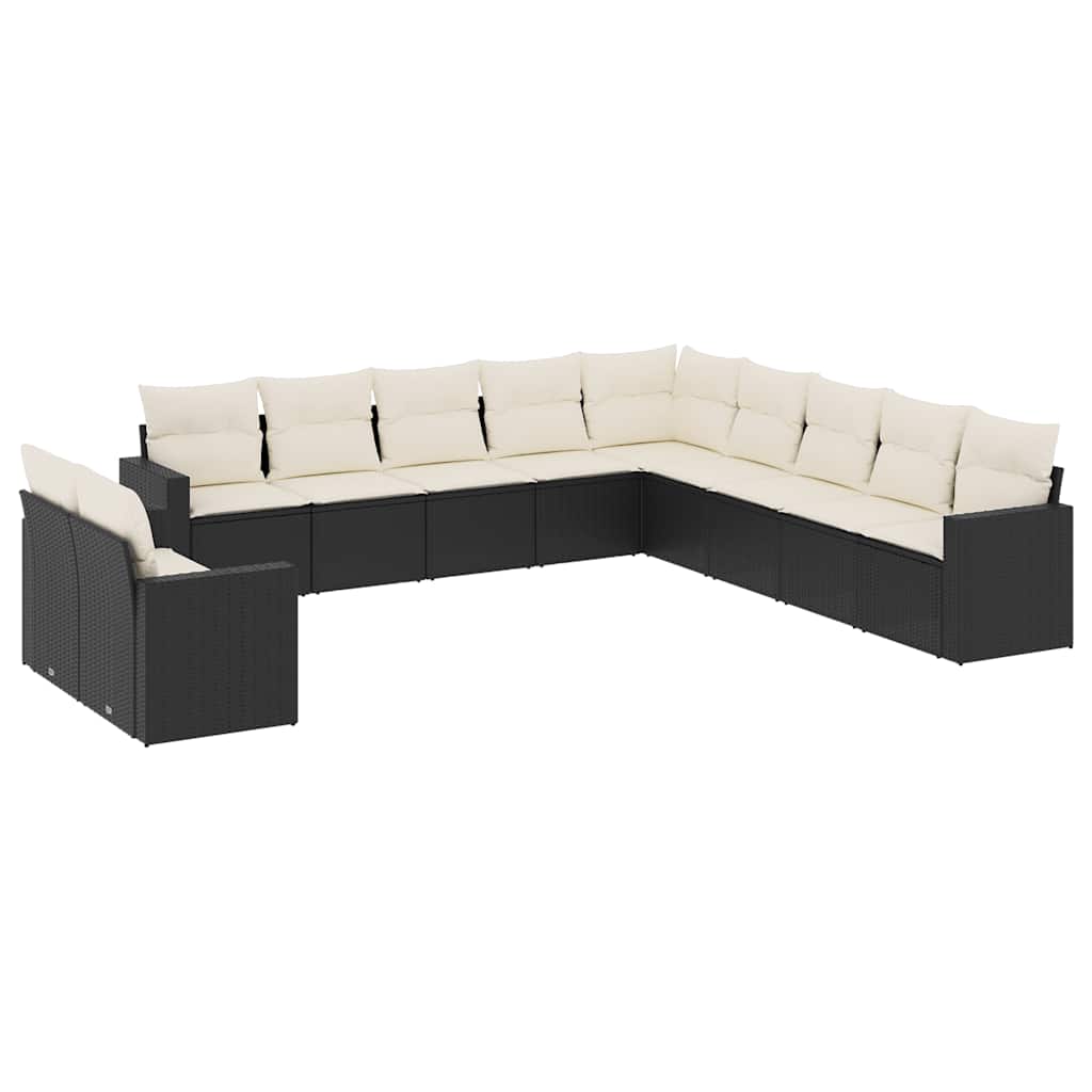 sofasæt til haven 11 dele med hynder polyrattan sort