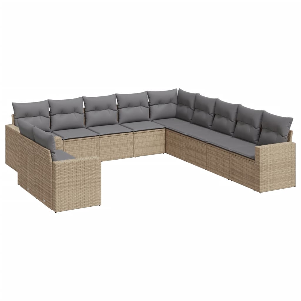 sofasæt til haven 11 dele med hynder polyrattan beige