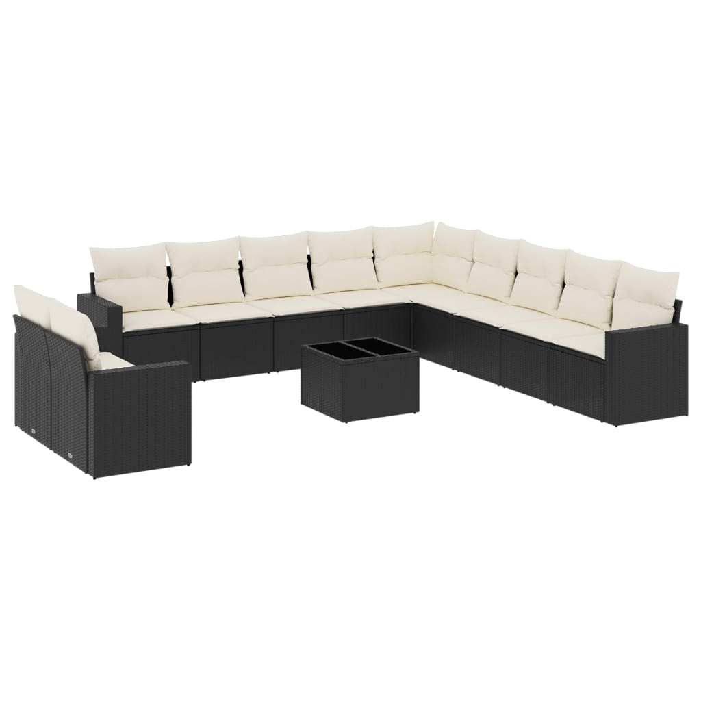 sofasæt til haven 12 dele med hynder polyrattan sort