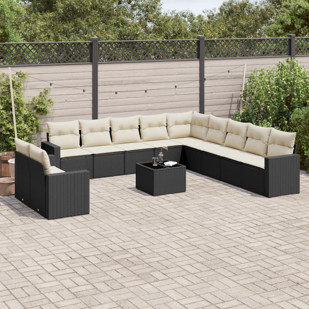 sofasæt til haven 12 dele med hynder polyrattan sort
