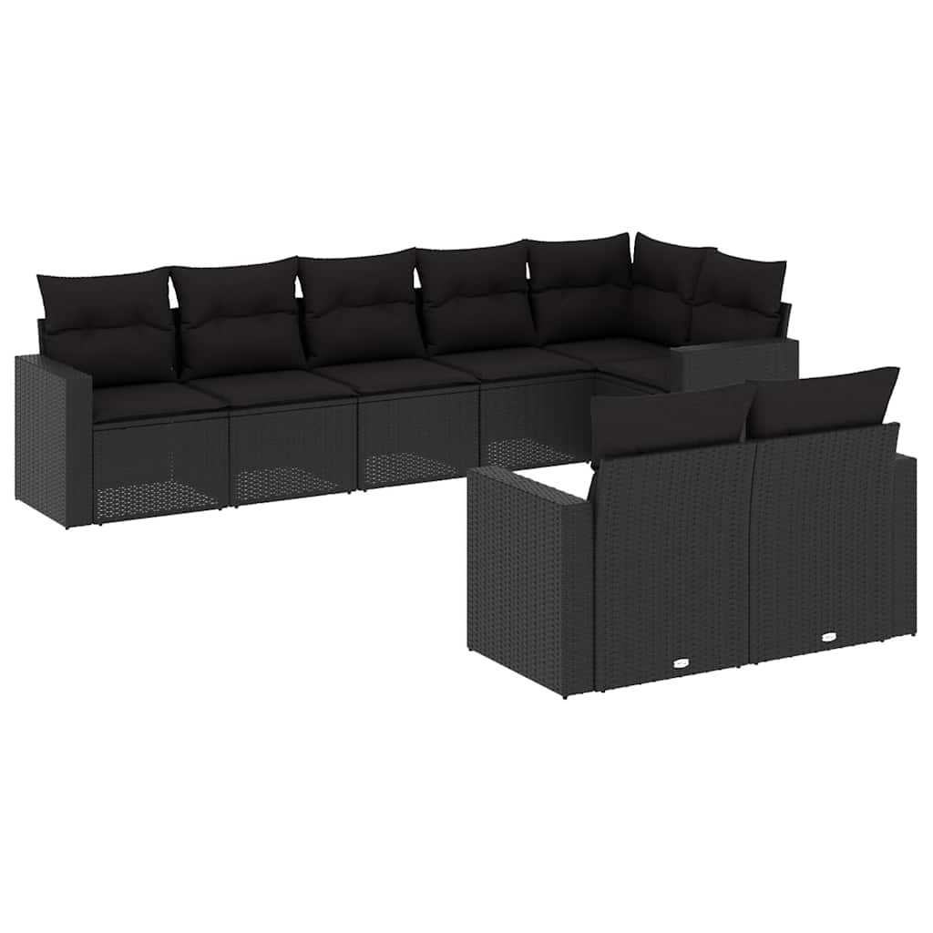 sofasæt til haven 8 dele med hynder polyrattan sort