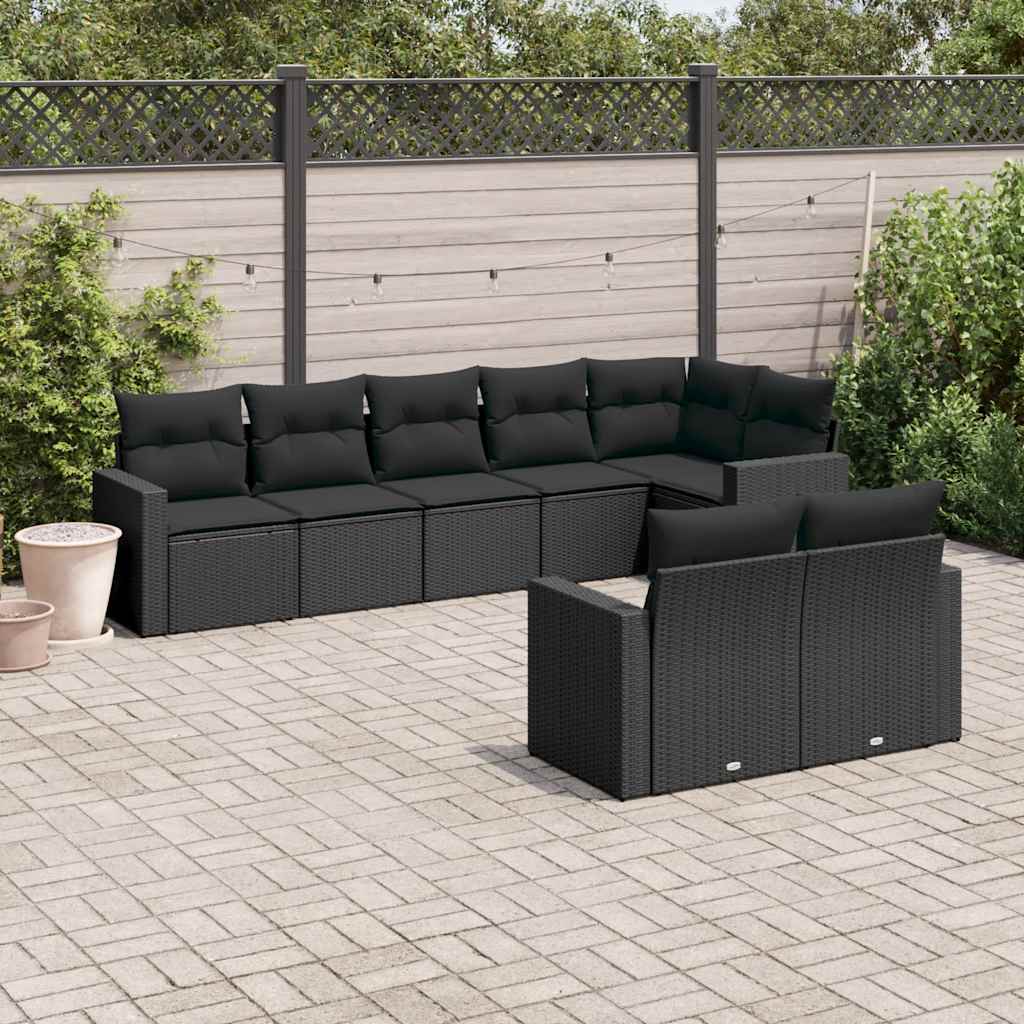 sofasæt til haven 8 dele med hynder polyrattan sort