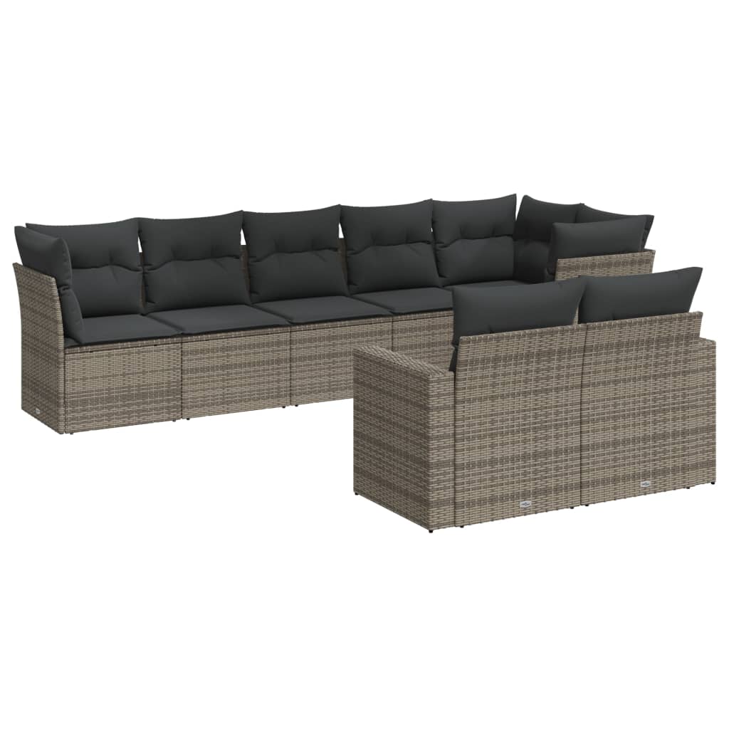 sofasæt til haven 8 dele med hynder polyrattan grå