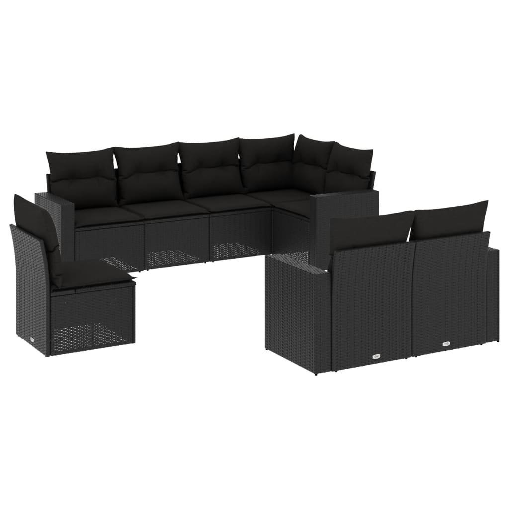 sofasæt til haven 8 dele med hynder polyrattan sort