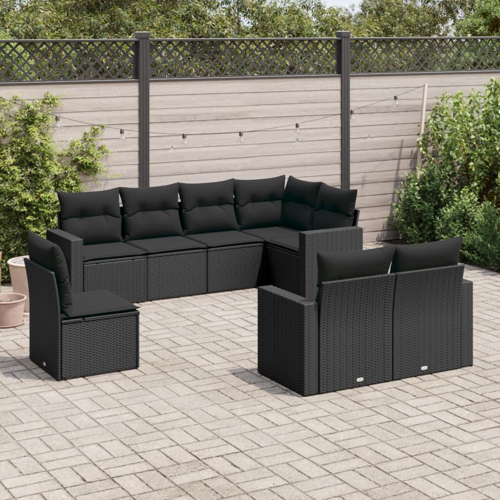 sofasæt til haven 8 dele med hynder polyrattan sort