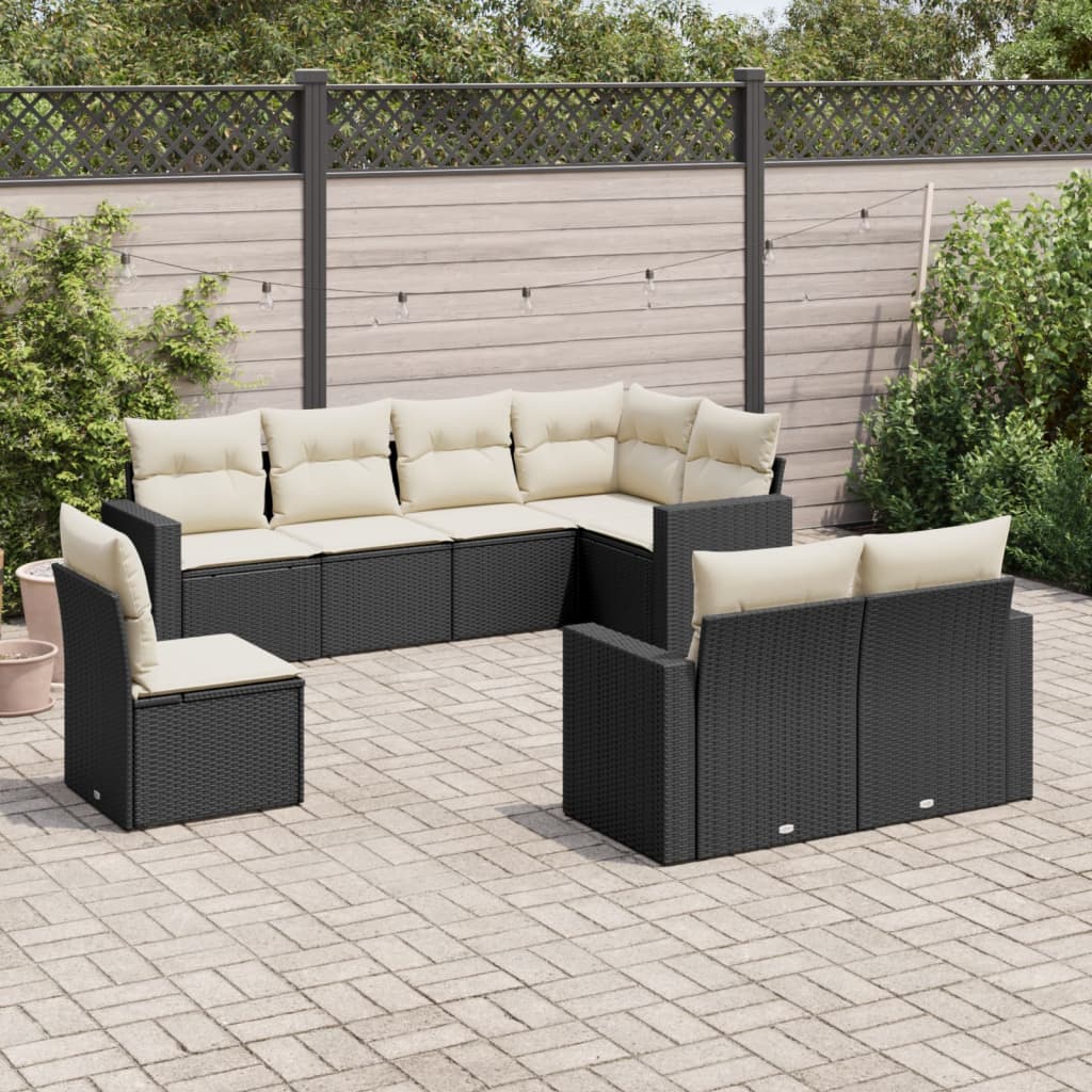 sofasæt til haven 8 dele med hynder polyrattan sort