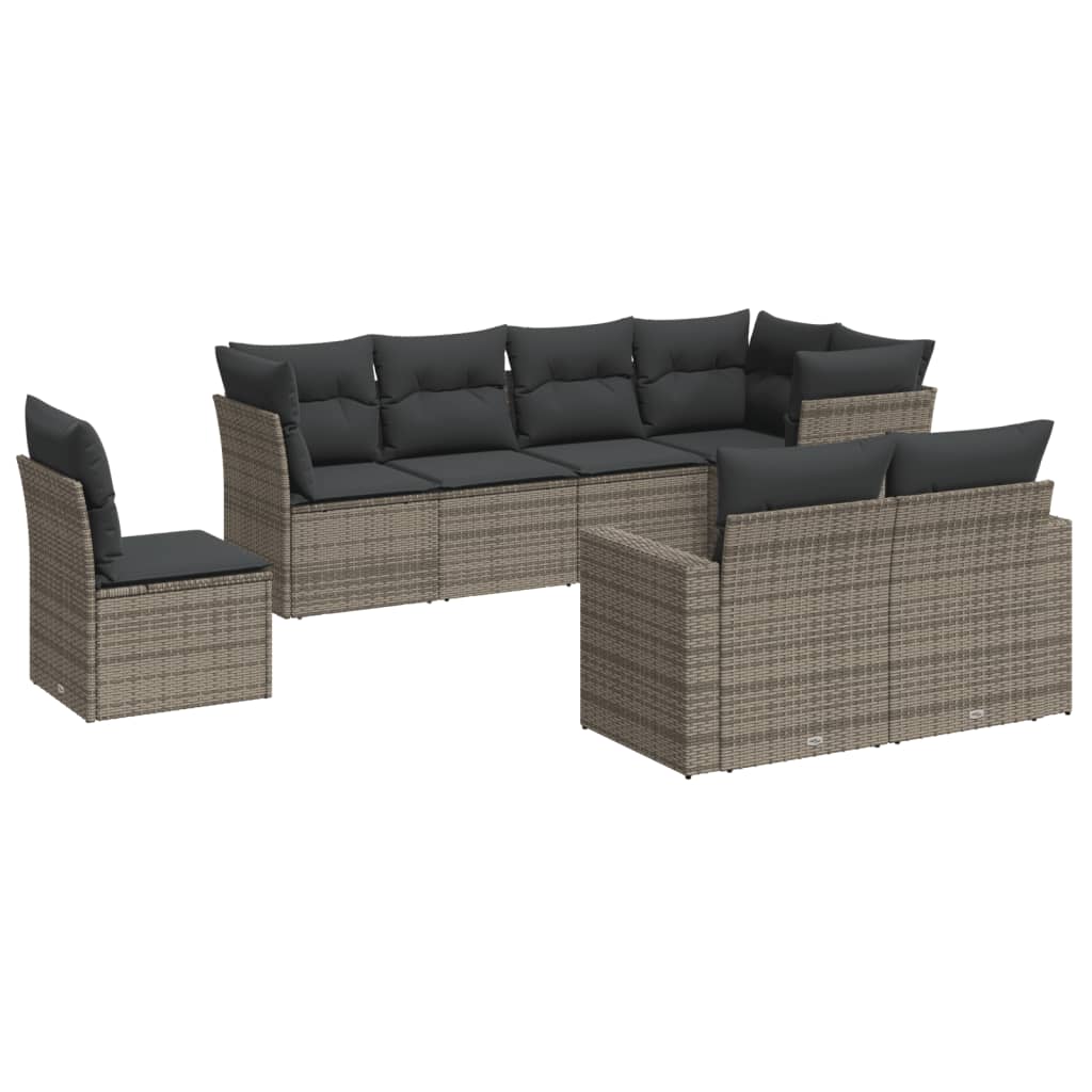 sofasæt til haven 8 dele med hynder polyrattan grå