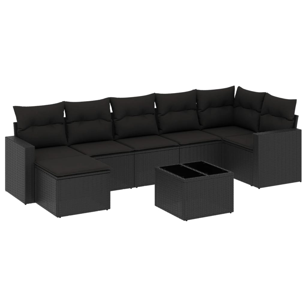 sofasæt til haven 8 dele med hynder polyrattan sort