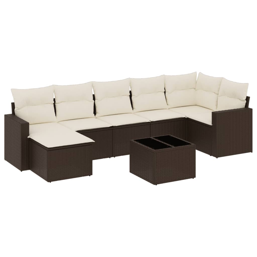 sofasæt til haven 8 dele med hynder polyrattan brun