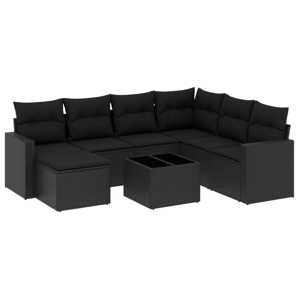 sofasæt til haven 8 dele med hynder polyrattan sort