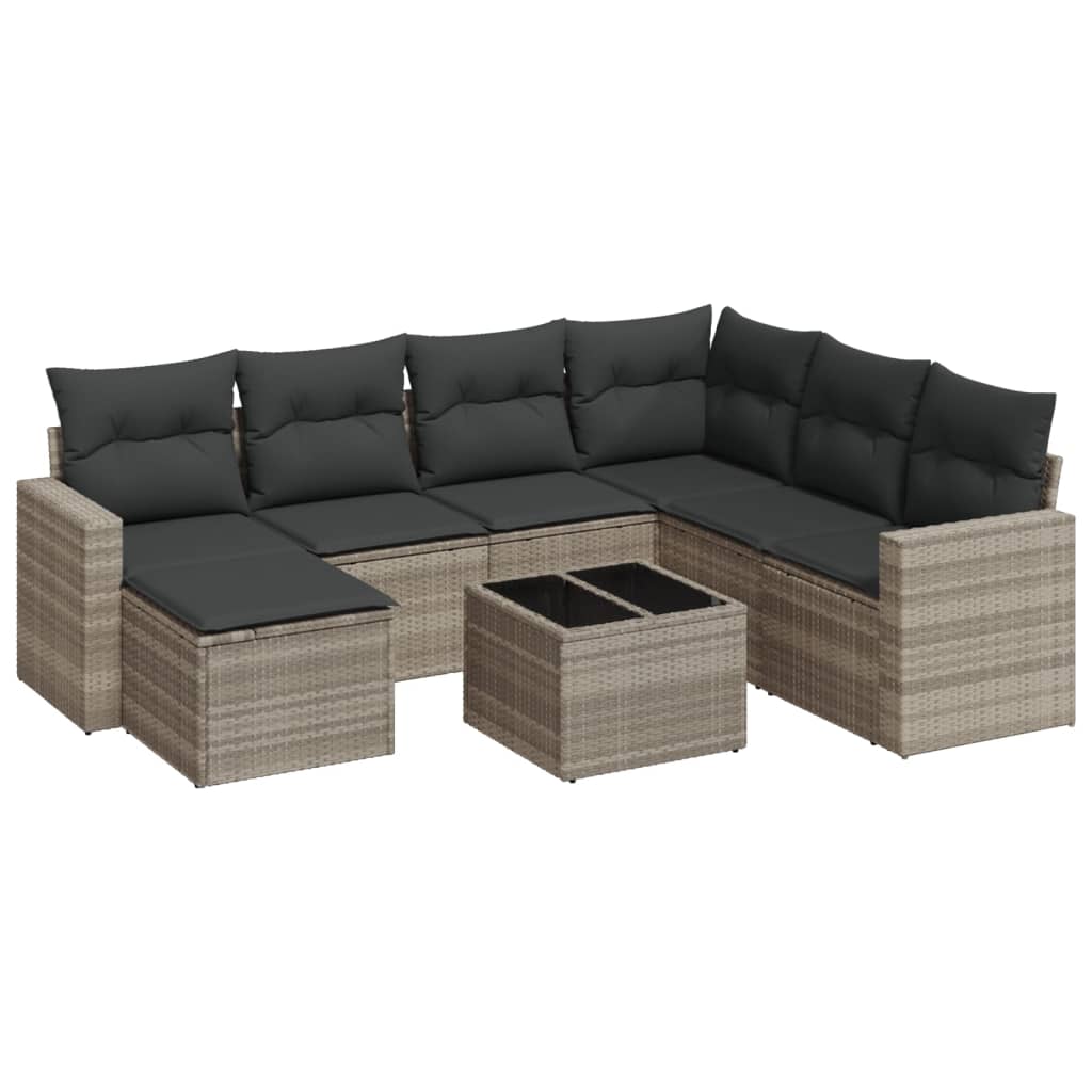 sofasæt til haven 8 dele med hynder polyrattan lysegrå