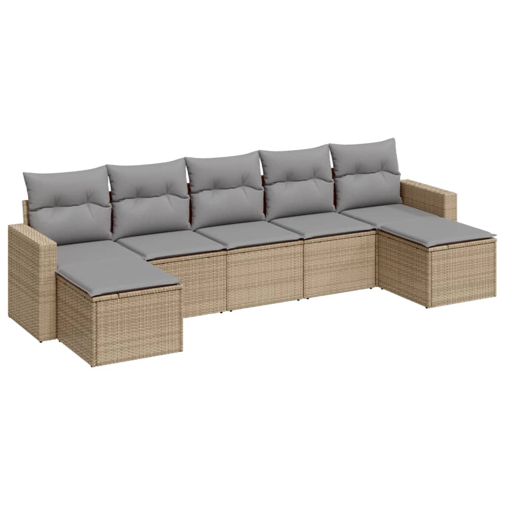 sofasæt til haven 7 dele med hynder polyrattan beige