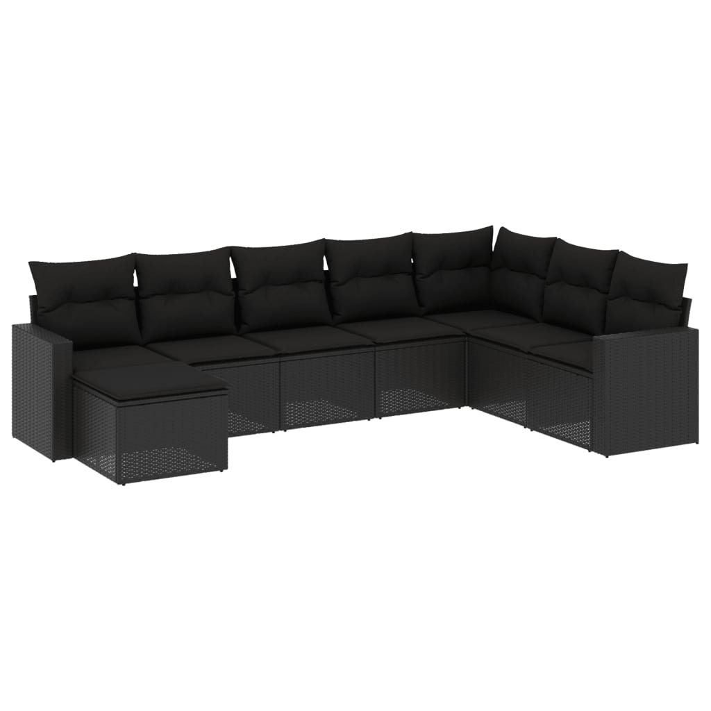 sofasæt til haven 8 dele med hynder polyrattan sort