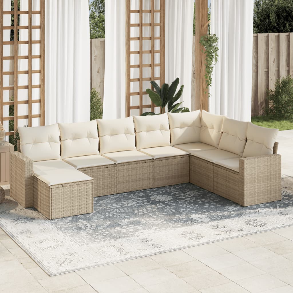 sofasæt til haven 8 dele med hynder polyrattan beige