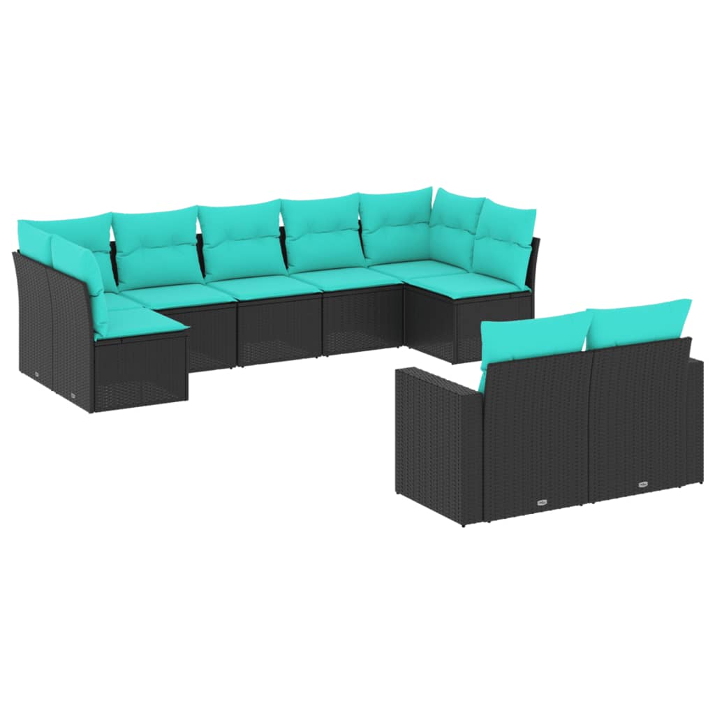 sofasæt til haven 9 dele med hynder polyrattan sort