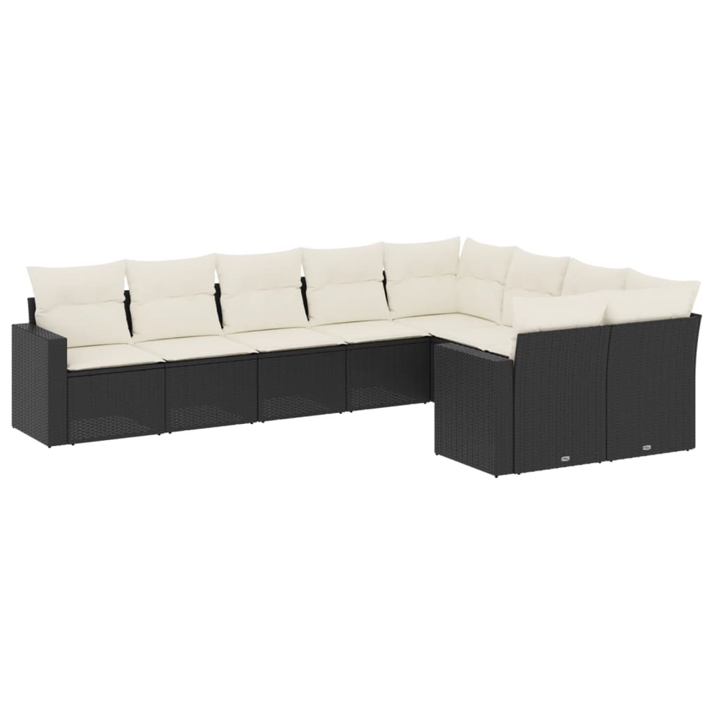 sofasæt til haven 9 dele med hynder polyrattan sort