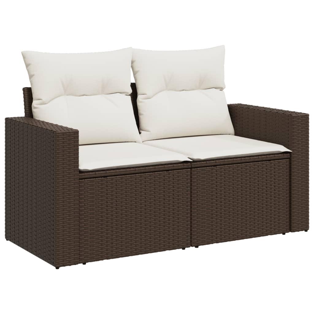 sofasæt til haven 10 dele med hynder polyrattan brun