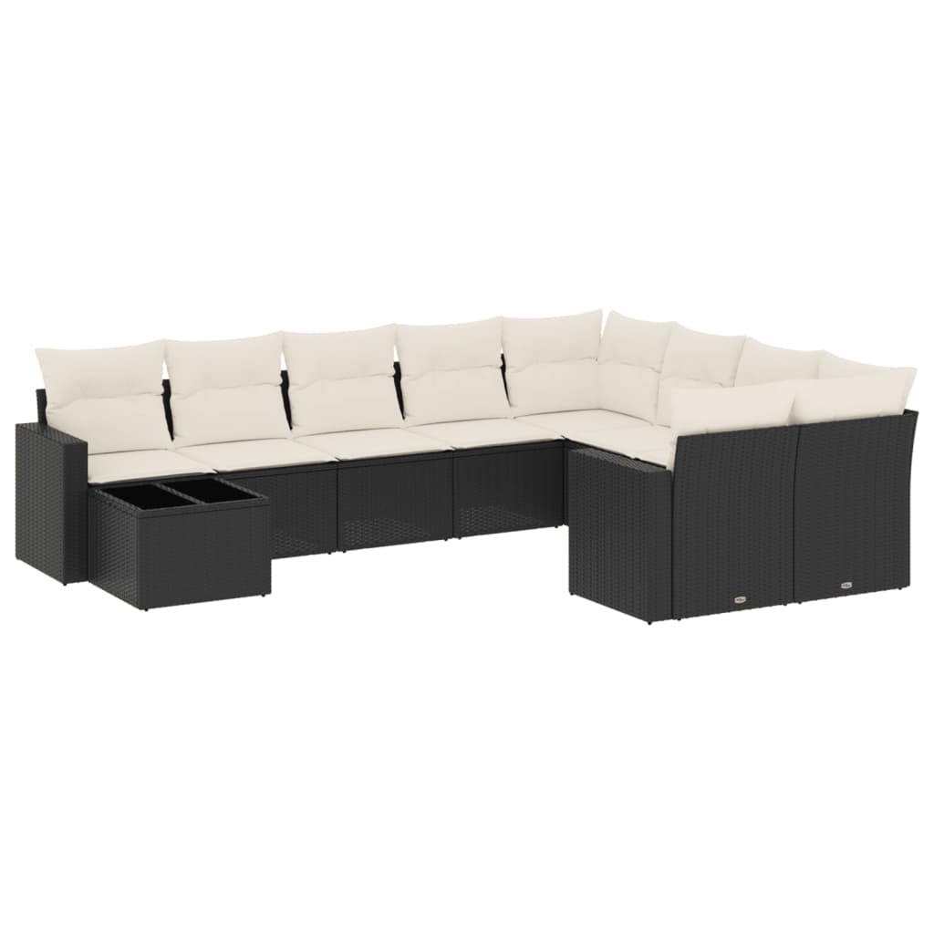 sofasæt til haven 10 dele med hynder polyrattan sort