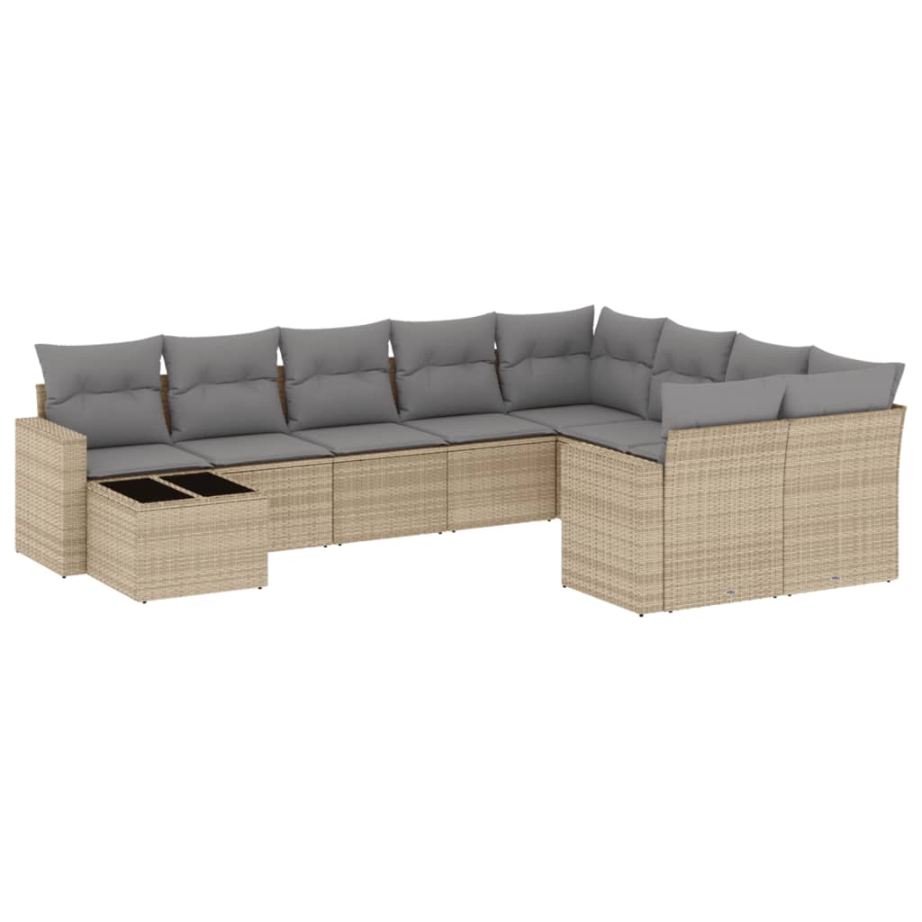 sofasæt til haven 10 dele med hynder polyrattan beige