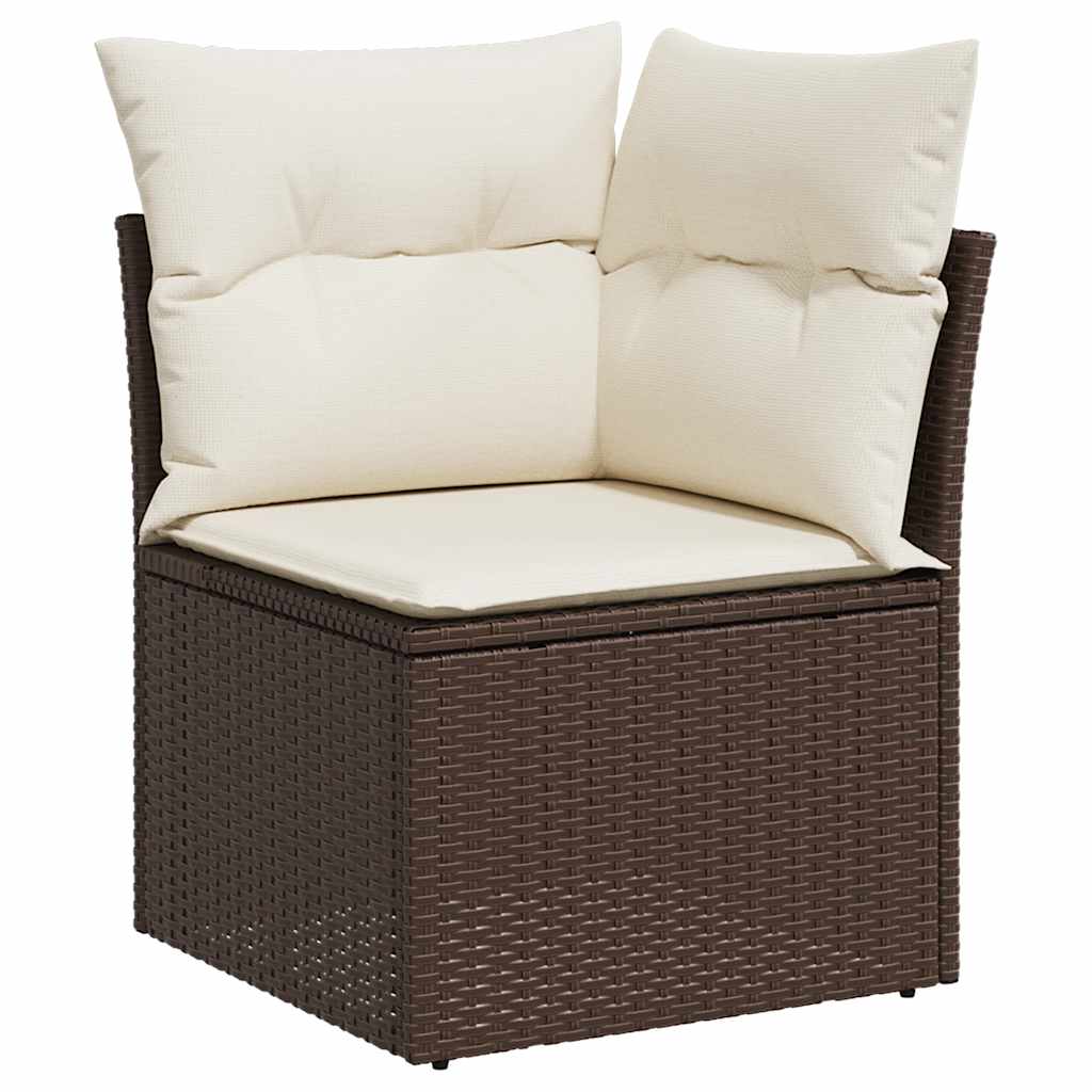 sofasæt til haven 10 dele med hynder polyrattan brun