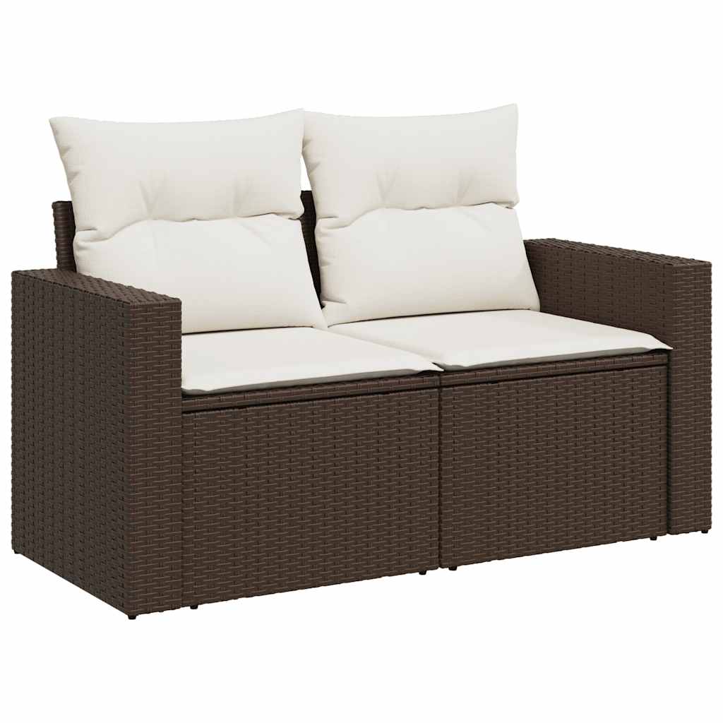 sofasæt til haven 10 dele med hynder polyrattan brun