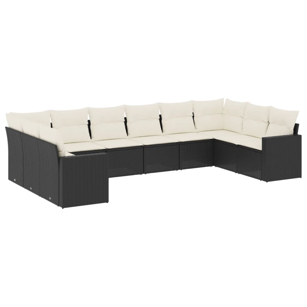 sofasæt til haven 10 dele med hynder polyrattan sort