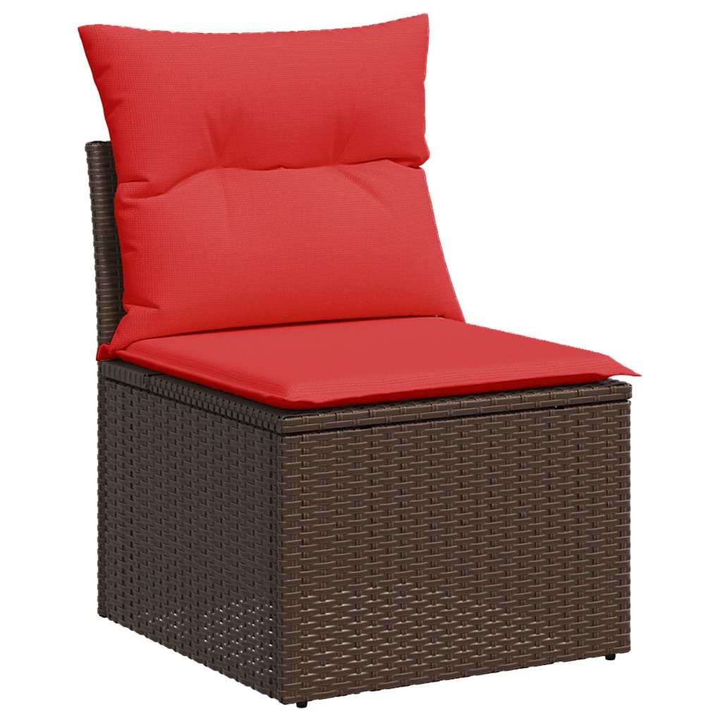 sofasæt til haven 10 dele med hynder polyrattan brun