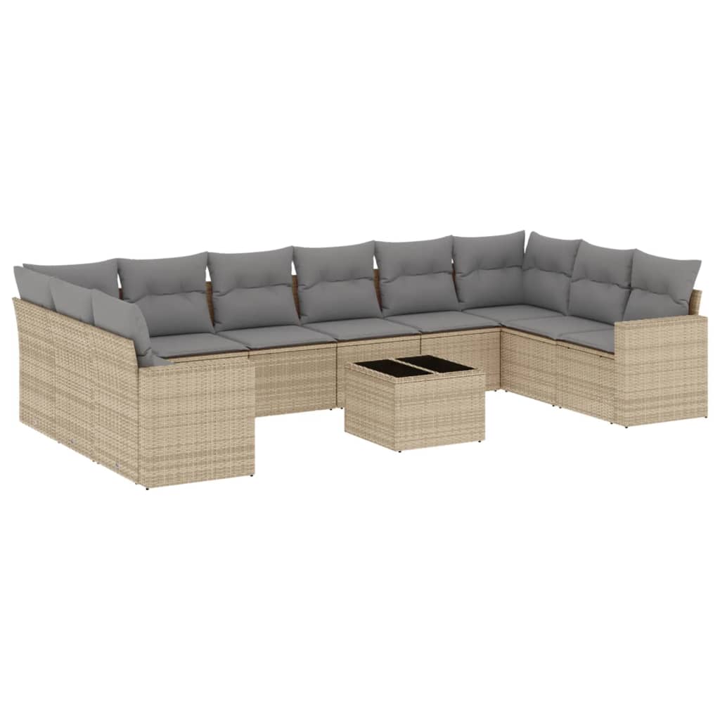 sofasæt til haven 11 dele med hynder polyrattan beige