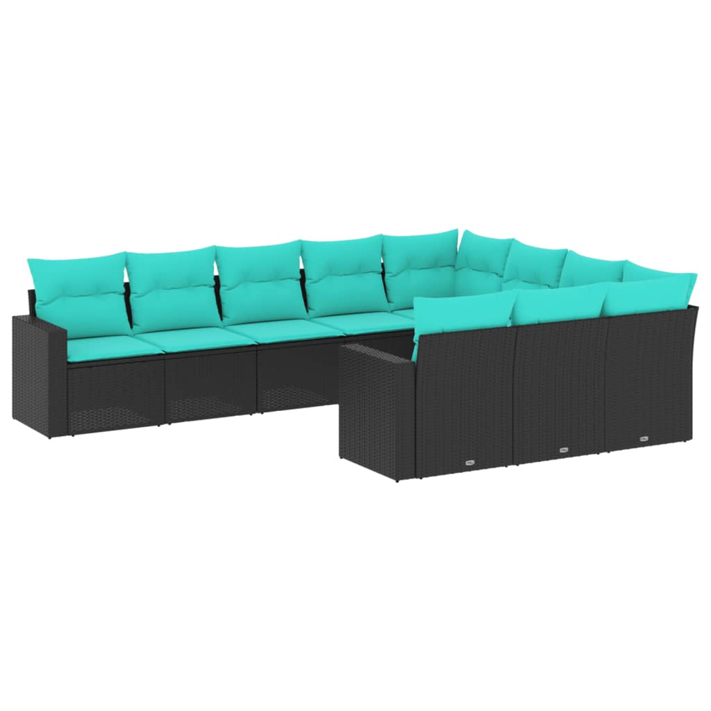 sofasæt til haven 10 dele med hynder polyrattan sort