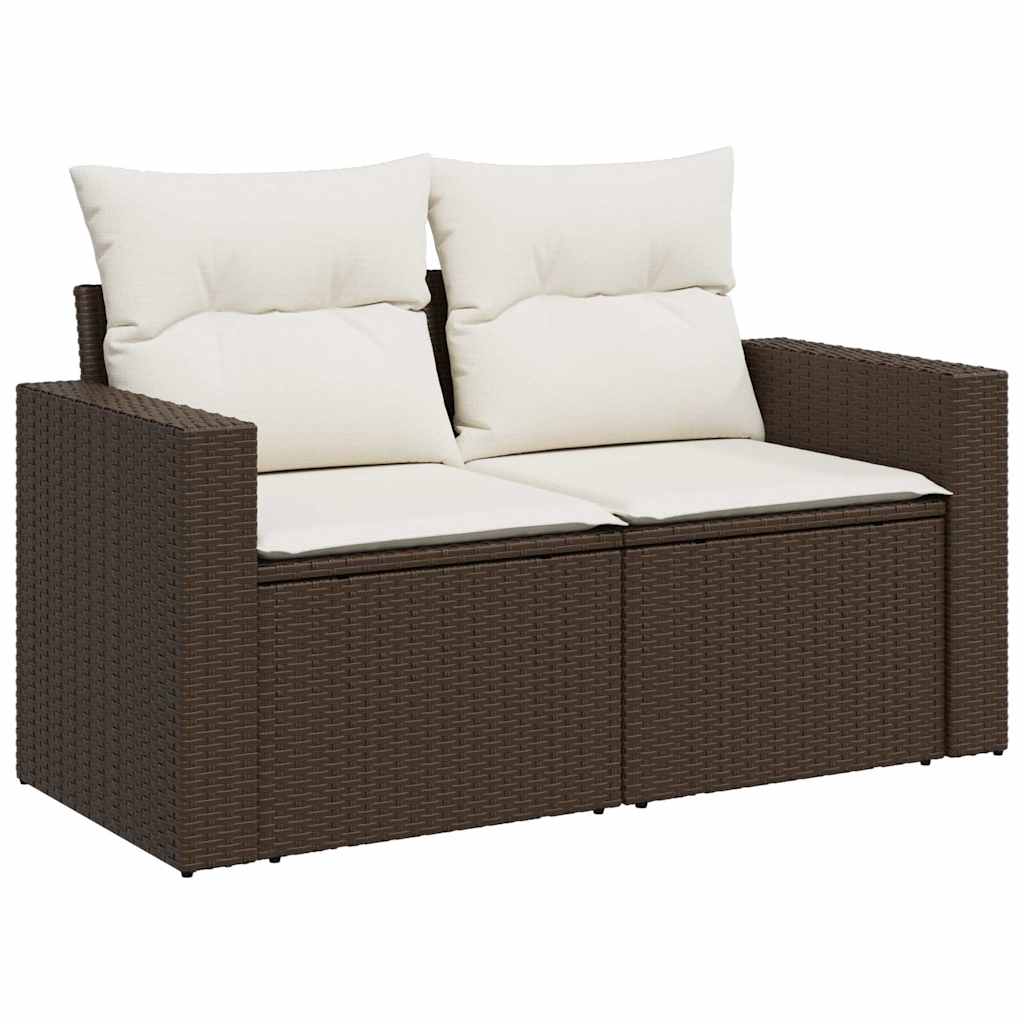 sofasæt til haven 10 dele med hynder polyrattan brun